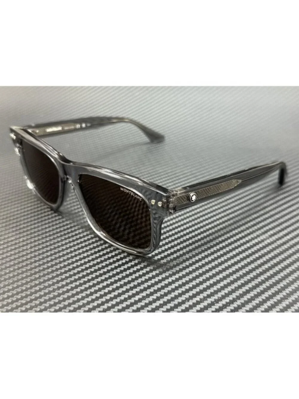 New Montblanc Men Gray Transparent Sunglasses 55-18-150